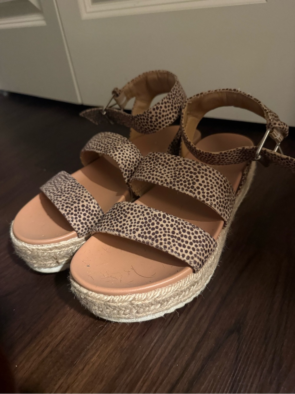 Womens Tan and Brown Espadrille Platform Sandals